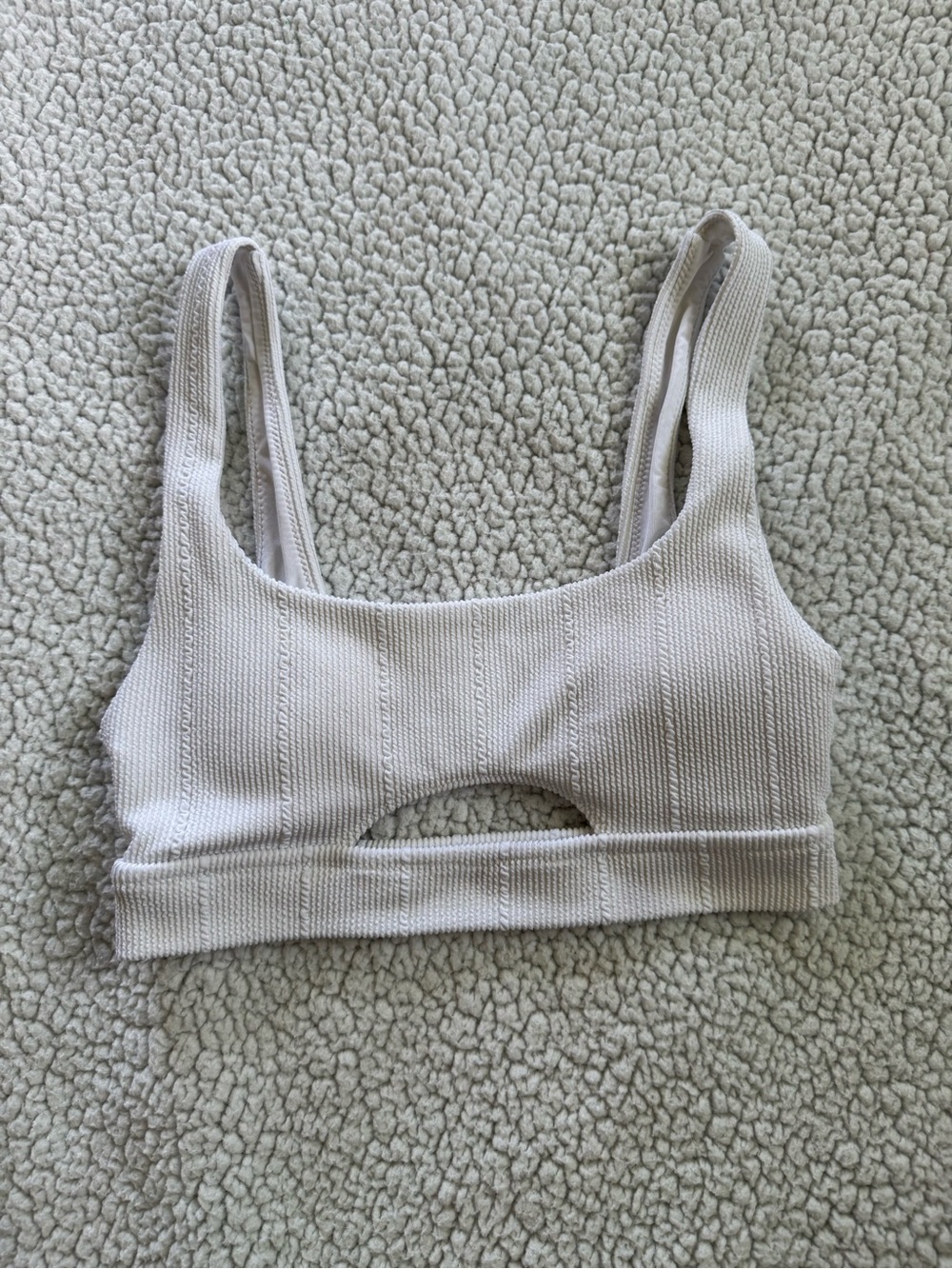 Aerie White Ribbed Cutout Bikini Top